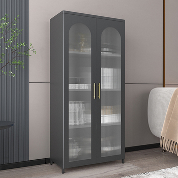 Scandinavian style living room furniture corner glass door metal storage cabinet