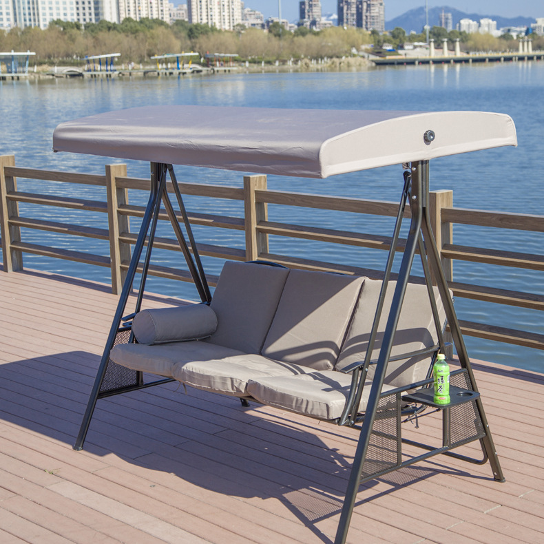 Outdoor Leisure Furniture Triple Seat Metal Hanging Swing Chair Garden Patio Swings Metal Frame Swings with Canopy